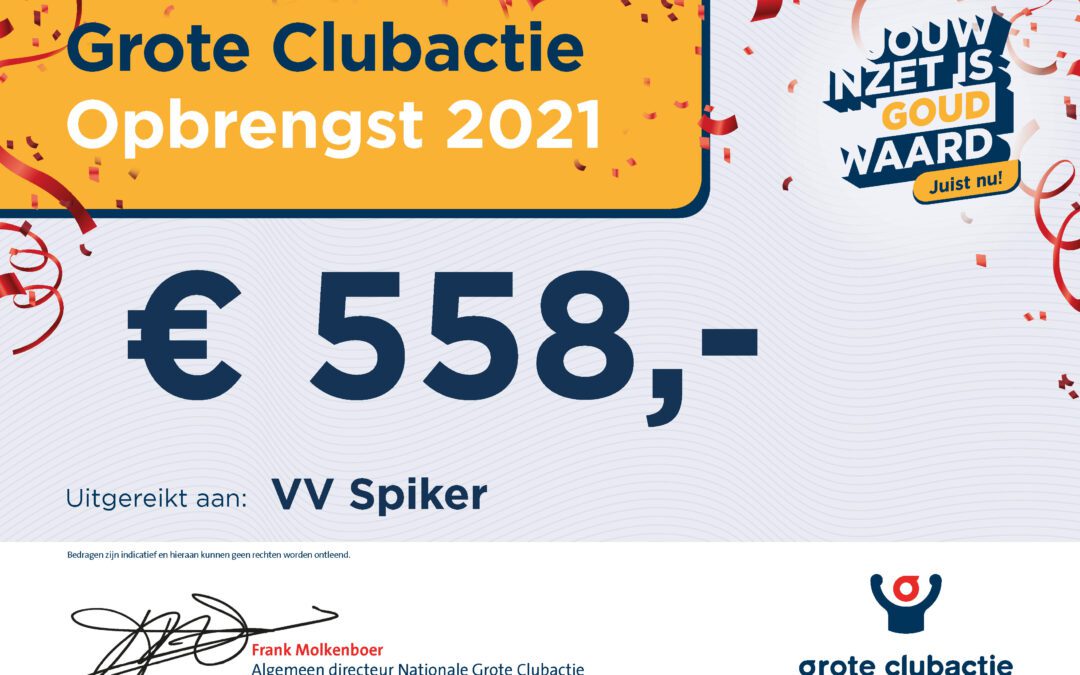 De opbrengst van de Grote Clubactie is bekend!